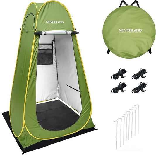 NEVERLAND Pop up Privacy Shower Tent - Portable Changing Shower Tent, Dressing Room, Bathroom, Outdoor Rain Shelter for Camping, Hiking, Beach (Green)