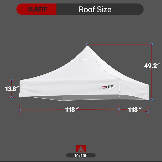 10x10 Canopy Replacement Top for Pop Up Canopy Tent - 4 Drainage Holes，10x10ft Canopy top Suitable for Most of The Standard Canopy(top only, White)