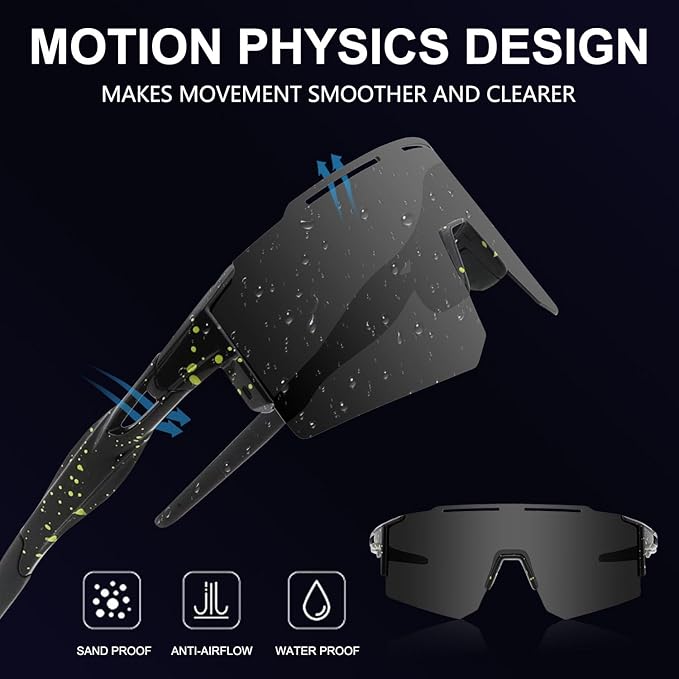 OULAIQI Cycling Sunglasses Polarized Sunglasses for Cycling Men Women with 1 Lens or 3 Interchangeable Lens Baseball Glasses
