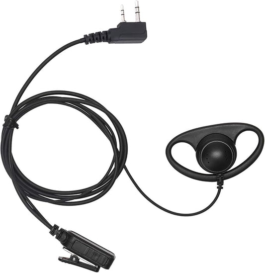 Earpiece Surveillance Kit Compatible with BaoFeng, BTECH, Kenwood Walkie Talkie with PTT Mic Headset Accessories (D-Shaped)