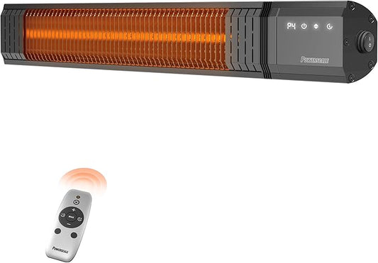Infrared Heater, Outdoor Heaters for Patio Electric, IP65 Waterproof, 1500W, Patio Heater with Remote, 24H Timer&4 Heat Level for Porch, Garage & Backyard