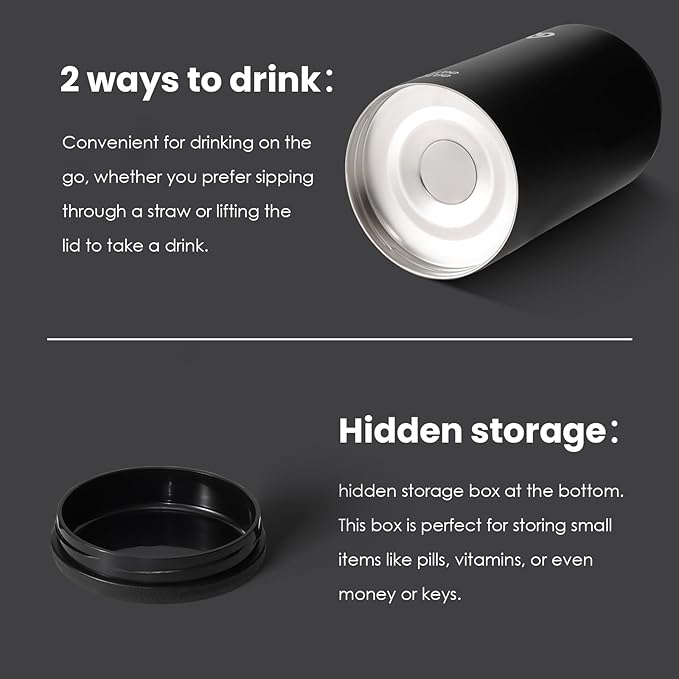BOTTLE BOTTLE Insulated Water Bottle 64 oz with Straw and Dual-use Lid Half Gallon Water Jug Vacuum Stainless Steel for Workout and Sports Insulated Beer Growler with Handle Dark black