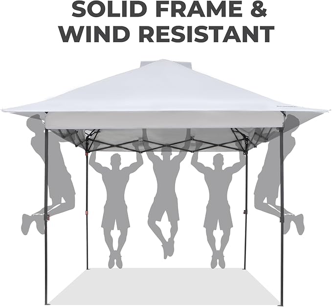 FUNDANGO 10x10 Pop Up Canopy, Beach Tent with Patent Quick Open Frame, Silver Coated Top& Wheeled Carry Bag, Easy Outdoor Sun Shade for Events, Parties, Camping（White