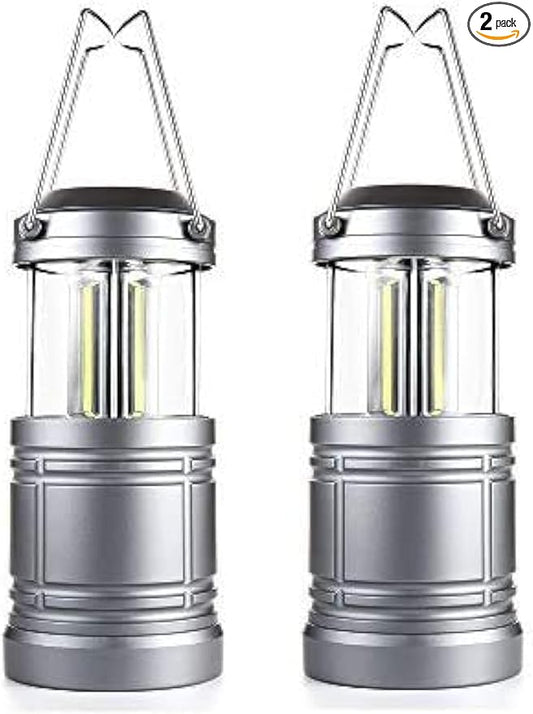 2 Pack LED Camping Lantern ,Battery Powered Hanging Lanterns - Survival Kit for Hurricane, Emergency, Storm, Power Outage