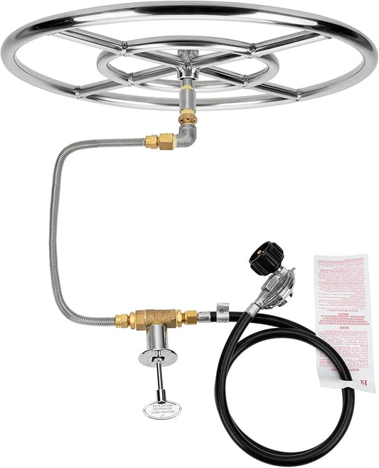 Stanbroil LP Propane Gas Fire Pit Stainless Steel Burner Ring Installation Kit, 18-inch