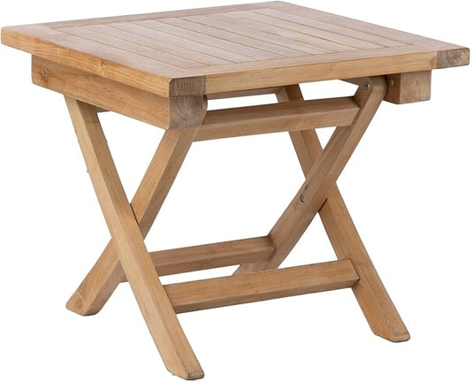 Teak Wood Folding 20”-Inch Outdoor Coffee Table - Perfect for Camping & Outdoor Entertaining - Ideal for Backyard, Front Porch, Balcony (Square)