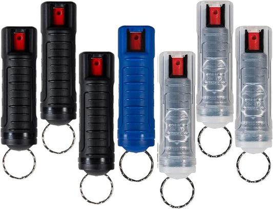 Police Magnum Bulk Pepper Spray Keychain Self Defense- Tactical Maximum Strength- Belt Clip Safety Key Chains for Women & Men- Made in The USA