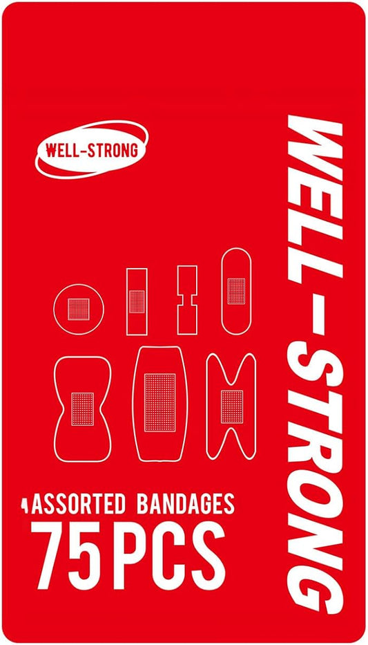 Refill First Aid Kit with 75PCS Assorted Bandages - Emergency Bandage Replenish Pack for Home, Car, Camping, Cuts & Scrapes Care