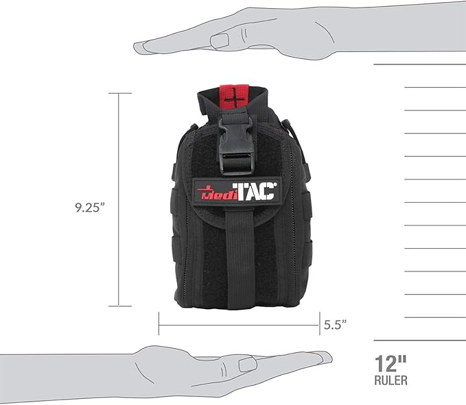 Premium Tactical Trauma IFAK Kit with Celox Hemostatic Granules, SOF Tourniquet and Pressure Bandage in Molle Pouch, Bleeding Control Kit (Black)