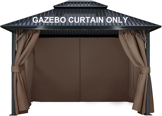 COWVIE 4-Panel 10' x 10' Gazebo Replacement Curtains, Patio Privacy Sidewalls with Double Zipper, Replacement for Outdoor Gazebo Canopy (Curtain Only)