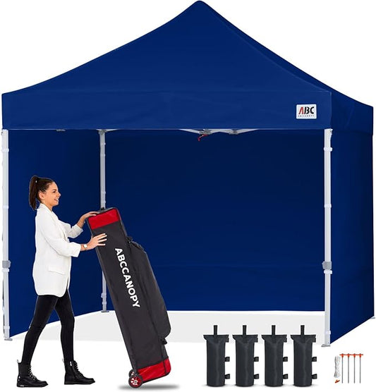 ABCCANOPY Easy Pop Up Canopy Tent with Sidewalls 10x10 Commercial -Series, Navy Blue