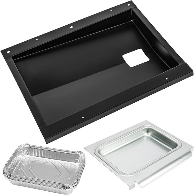 for Weber Grease Tray 69803 for Weber Spirit 2 Burner 210 and 220 Grills Made in 2013 and 2014, Grease Tray for Weber Spirit E-210 220 E-215 S-210 S-220 with 67047 Catch Pan 10PCS Aluminum Foil Liner