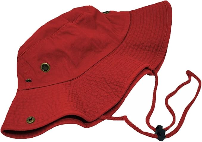 Glory Max Washed Cotton Bucket Hat with Chin Strap Fishing Sun Safari Boonie Cap