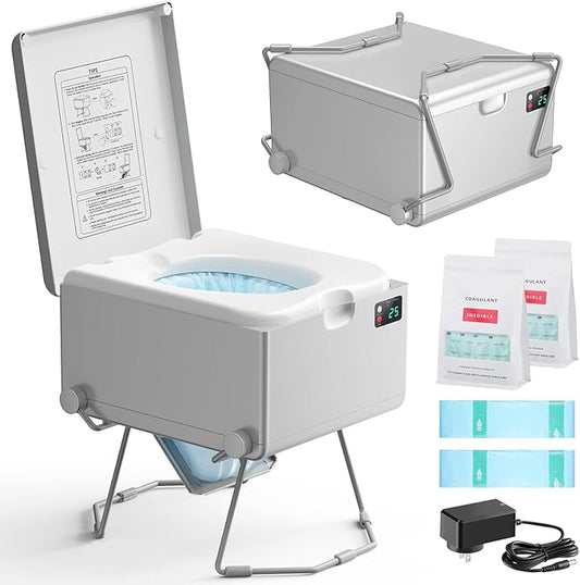 Smart Dry Flush Toilet [Odorless, One-click Automatic Waste Disposal, Self Contained] Portable Waterless Toilet for RV, Car Travel, Vans, Boats, Tiny Homes, Campsite - Loo Seal Series