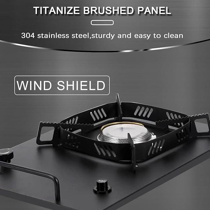 2025 Version Black IGT Camping Stove, Desktop & Embed Folding Gas Stove, Portable Gas Stove with Carrying Handle
