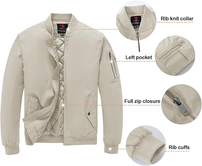 Gopune Men's Windproof Bomber Jacket Warm Water Resistant Windbreaker Winter Outwear Quilted Jackets Coats