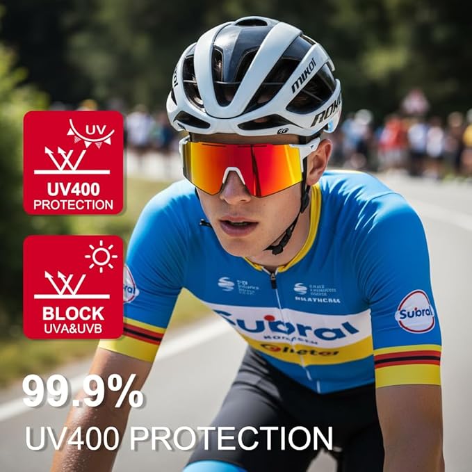 OULAIQI Cycling Sunglasses Polarized Sunglasses for Cycling Men Women with 1 Lens or 3 Interchangeable Lens Baseball Glasses
