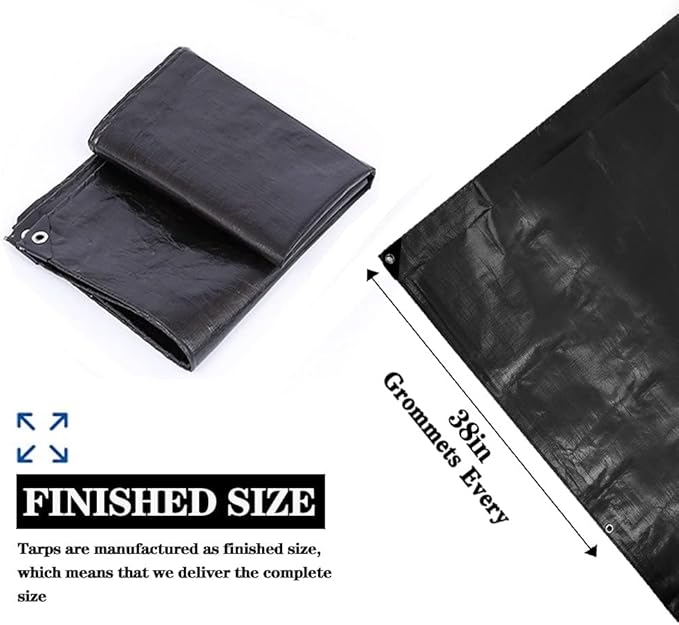 Tarp Heavy Duty Waterproof 14x16ft,TEZONG Black Tarp 16MIL Plastic Tarpaulin Outdoor Tarp Cover for Emergency Rain,Patio Furniture,Wood,Roof,Camping,Car,Pool