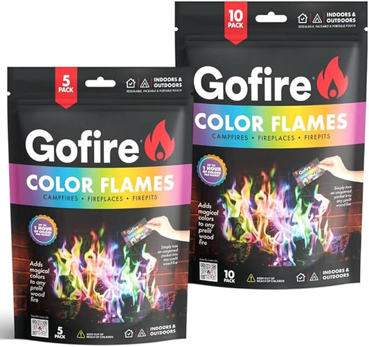 Color Flame Packets - Safe for Indoor & Outdoor Use - 1 Hour Burn for Campfires, Fireplaces, Firepits - No Need to Open Just Drop in (15)