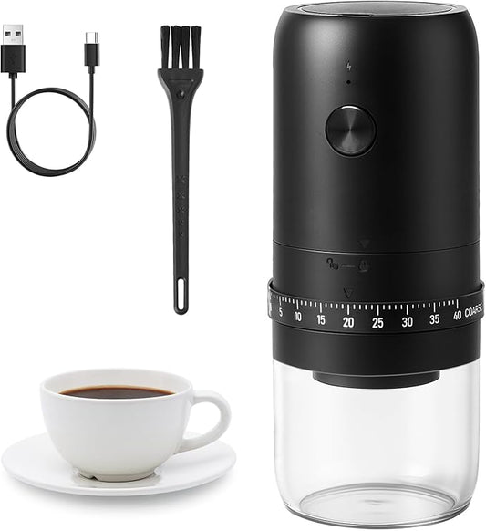 Portable Electric Burr Coffee Grinder with 40 Adjustable Settings, Conical burr coffee grinder, Coffee Bean Grinding Machine with Conical Burr Coffee Grinder 1800mAh Rechargeable for Travel, Home