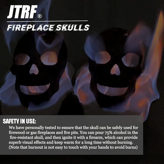Fire Pit Skull – Metal Human Skull Fire Log for Fireplaces, Fire Pits & Campfires, Creepy Halloween Decor, Reusable Indoor & Outdoor Accessory