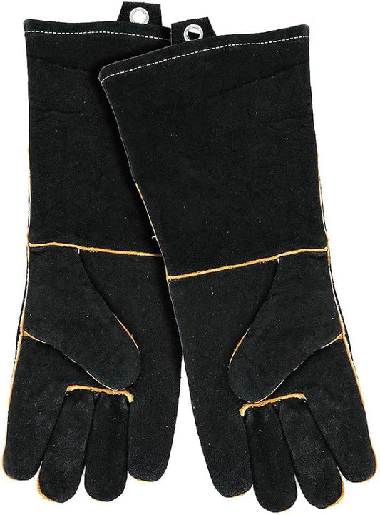 Extra Long Leather Gloves, Extreme High Heat Resistant Gloves, Rugged but Comfortable for Outdoor Cooking, Oven Use, Campfire, Bonfire, Grilling, Fire Pits, Hot Logs, Backyard BBQ by Mr Bar-B-Q 40113Y