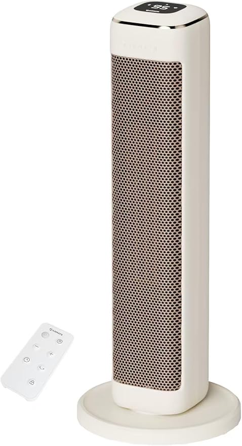 AIRMATE 25" Space Heater for Indoor Use Large Room, Ceramic Tower Electric Heater with Thermostat, Oscillating Room Heater with Timer, Remote Control, Overheat Protection heater for Bedroom(Beige)