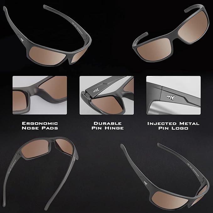 KastKing Kateel Polarized Sport Sunglasses for Men and Women, Ideal for Driving Fishing Cycling and Running,UV Protection