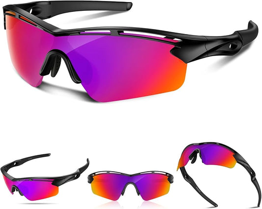 Rosemal Sports Sunglasses Polarized Cycling Sunglasses Running Driving Fishing Hiking for Men Women UV400 TAC TR90