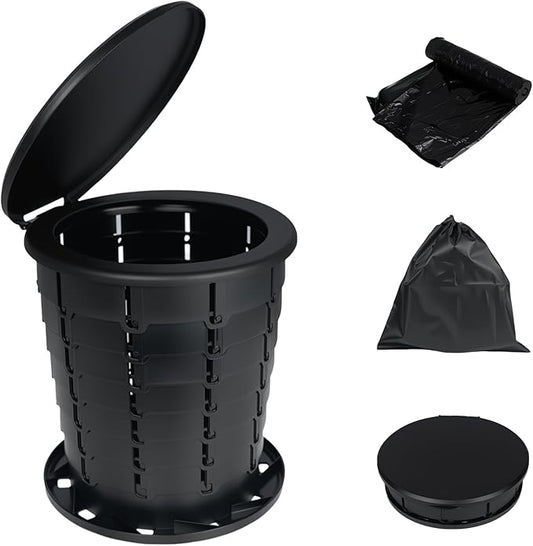 Camping Toilet Retractable Portable Toilet Portable Potty Foldable Toilet Adjustable Height for Camping, Hiking, Fishing, Travel & Car Use