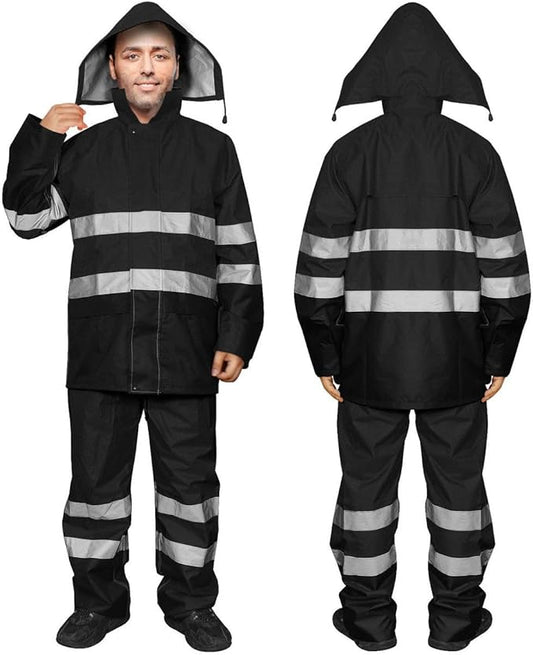 Men's Hi Vis Rain Jacket, Class 3 High Visibility Rain Gear for Men and Women, Waterproof Rain Suits, Internal Mesh,Zipper