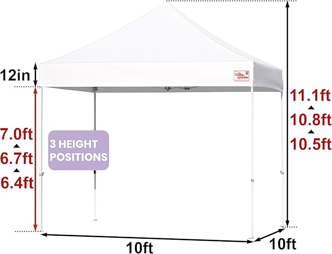 Tradesparker 10x10 Pop Up Canopy Tent,Easy up Commercial Canopy Tent Instant Shelter for Beach Events Parties Camping Market,Pop Up Canopies with LED Curtain+Casters+Weight+Stakes,Purple