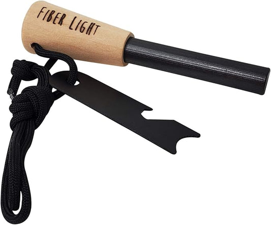 Ferro Rod Fire Starter, Fire Steel Striker with Wood Handle and Lanyard, for Camping, Backpacking, Outdoor Survival, and Emergency Situations