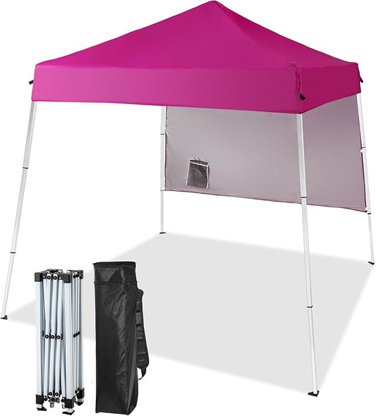 Outvita 6'x6' Pop Up Canopy Tent Commercial Instant Gazebo Tent, Waterproof & UV Protection Canopy Tent with Slant Legs & 1pc sidewall for Party Wedding Birthday BBQ Events