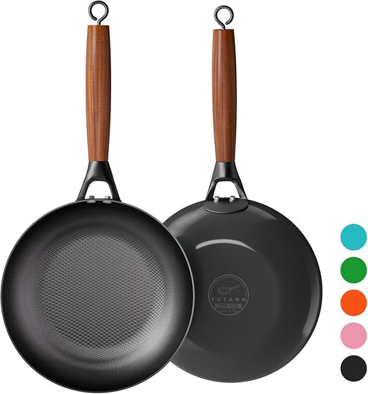 YUTANN 8 Inch Cast Iron Skillet, Pre-Seasoned Frying Pan with Diamond-Textured for Oil-Saving Cooking, Nonstick & Non-Toxic, PFAS/PFOA-Free, Easy to Clean
