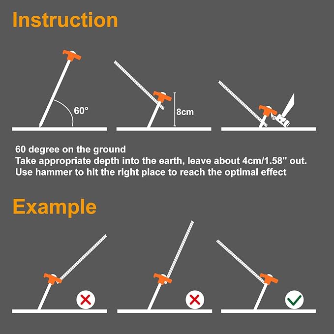 ABCCANOPY 11 Inch Tent Stakes 10 Pcs Non-Rust Metal Ground Anchors, Heavy Duty Spikes with 4 Ropes for Outdoor Camping, Orange