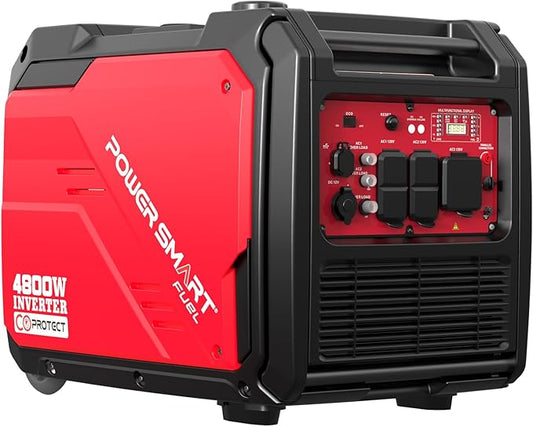 PowerSmart 4800-Watt Portable Inverter Generator with Wheels Handle Kit, CO Protect, Quiet, 30 Amp for RV-Ready, HB5046C