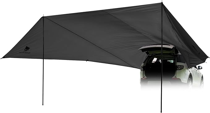 GEERTOP Large Car Awning Tarp for Camping Backpacking Tarp SUV Tailgate Truck Canopy Sun Shade Waterproof Outdoor Rear Vehicle Awning Shelter for Van, MPV, Campers