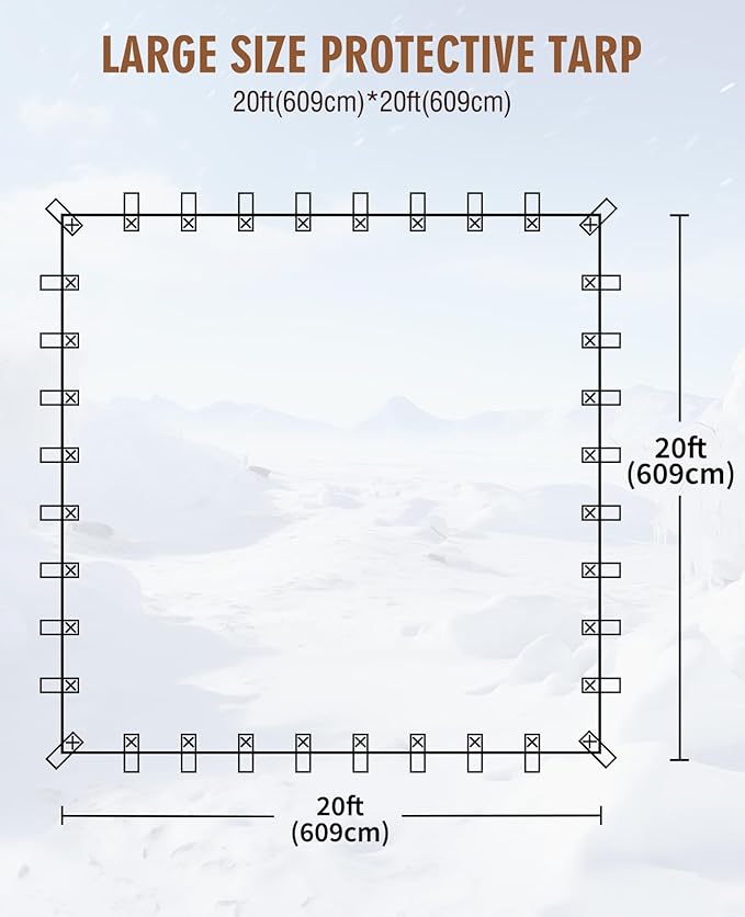 HIRALIY 20 Mil Heavy Duty Waterproof Tarp, 20x20ft Black Tarpaulin with Reinforced Webbing Loops, Multipurpose Oxford Canvas Tarp for Firewood, Roof, Camping, Pool