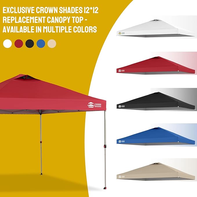 CROWN SHADES 12x12 Canopy Replacement Top - Only Compatible with Crown Shades RM144 Series, Silver Coated with Air Vent, Red (Top Only)