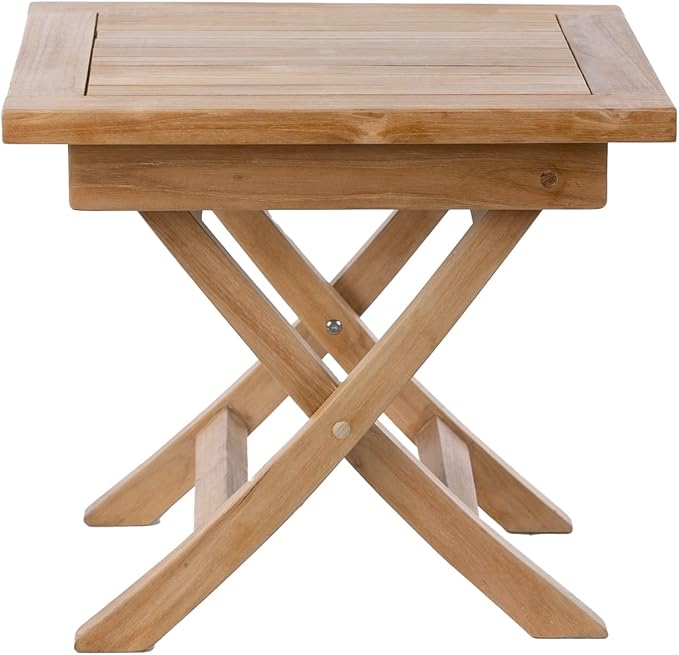 Teak Wood Folding 20”-Inch Outdoor Coffee Table - Perfect for Camping & Outdoor Entertaining - Ideal for Backyard, Front Porch, Balcony (Square)