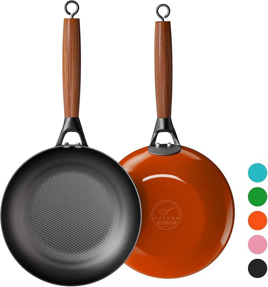 YUTANN 12 Inch Nonstick Cast Iron Pan - Pre-Seasoned Skillet with Oil-Saving Diamond Pattern, Removable Handle, Oven Safe, Healthy & Durable Cooking