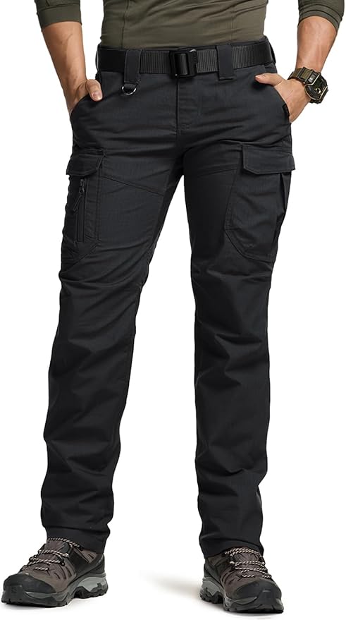 CQR Women's Flex Stretch Tactical Pants, Water Resistant Ripstop Cargo Work Pants with Pockets for Outdoor & Hiking