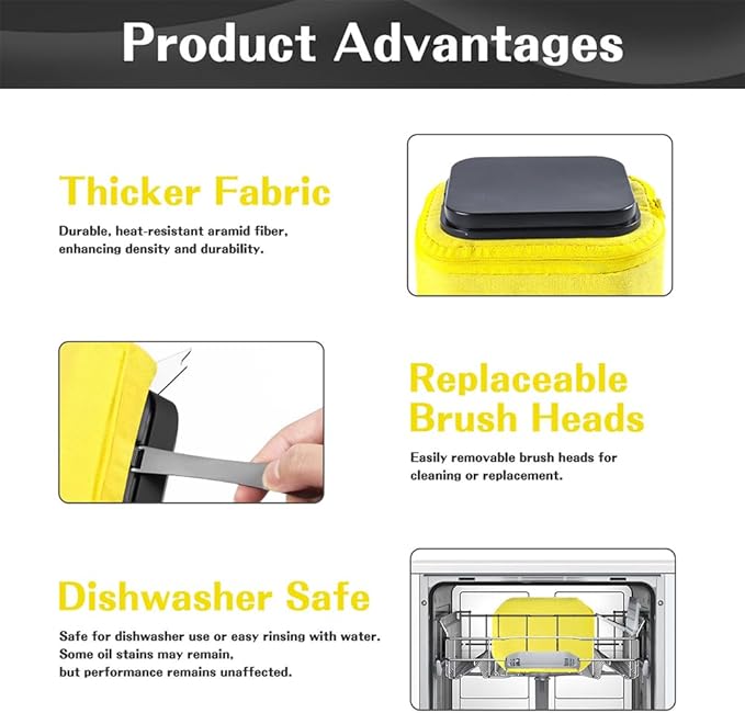 Grill Brush for Outdoor Grill, Bristle Free BBQ Brush with Durable Scraper for Cast Iron/Stainless-Steel Grates, 2 BBQ Replaceable Cleaning Head, Gifts for Men/Dad