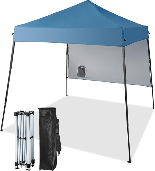 Outvita 6'x6' Pop Up Canopy Tent Commercial Instant Gazebo Tent, Waterproof & UV Protection Canopy Tent with Slant Legs & 1pc sidewall for Party Wedding Birthday BBQ Events