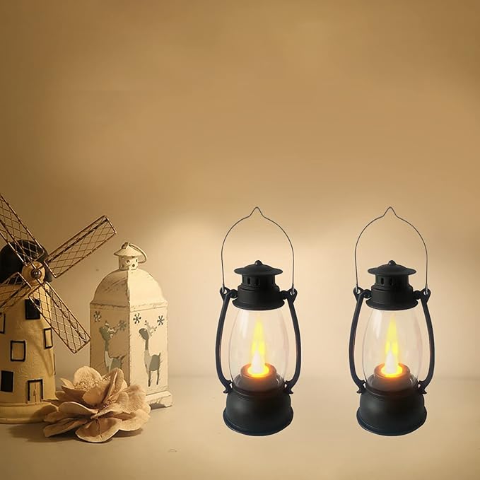 Mini Lanterns 12-Pcs LED Small Lanterns Decorative Indoor Outdoor Hanging Lantern Decorative Candle Lanterns Farmhouse Decor for Weddings Western Camping Party Halloween Christmas Decorations