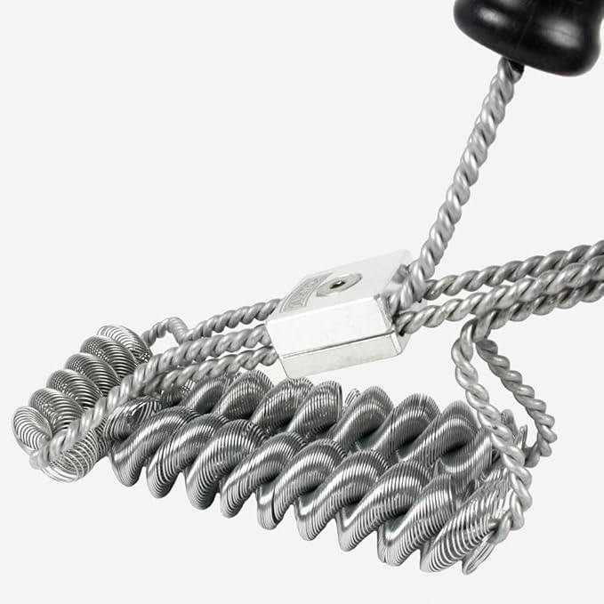 Brushtech Tactical Safety Grill Brush - Heavy-Duty BBQ Grill Cleaning Brush with Galvanized Steel Springs, Large Handle for Deep Cleaning - Great Father's Day Gift, Made in USA