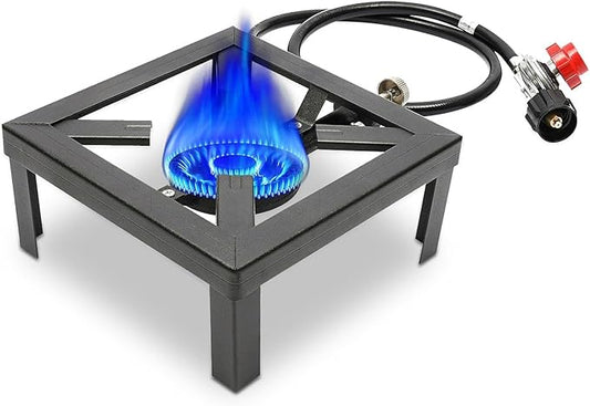 Single Burner Gas Stove, 8000W Portable Outdoor Propane Stove with Adjustable 0-20Psi Regulator Hose for Patio Camping, BBQ, Home Brewing, Turkey Fry, Maple Syrup Prep