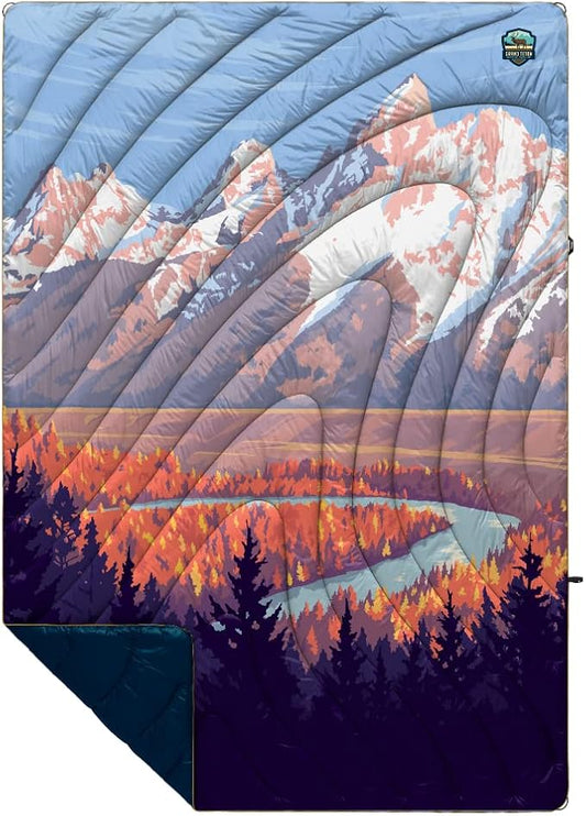 Rumpl Original Puffy Grand Teton National Park Blanket for Camping and Outdoors, V1, Grand Teton V1