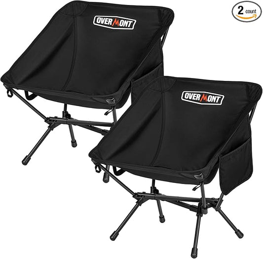 Overmont Ultralight Portable Camping Chair- Lightweight Folding Backpacking Chair, Support up to 330Lbs Compact Beach Chair for Adults with Carry Bag for Backpack Hiking Fishing Outdoor Camp Travel